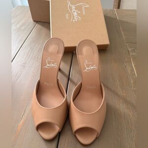 Christian Louboutin Nude Me Dolly Peep-Toe Heels
